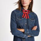 River Island Womens Denim Fitted Bow Shirt