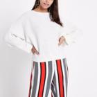 River Island Womens White Ribbed Long Sleeve Knitted Sweater