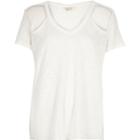 River Island Womens White Textured Cut-out Shoulder T-shirt