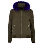 River Island Womens Contrast Faux Fur Hooded Bomber Jacket