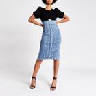 River Island Womens High Corset Waist Denim Skirt