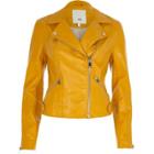 River Island Womens Yellow Faux Leather Biker Jacket