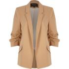 River Island Womens Nude Ruched Sleeve Blazer