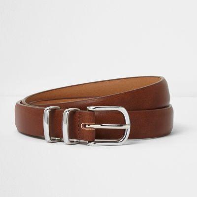 River Island Mens Silver Tone Double Keeper Belt