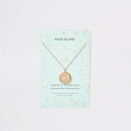 River Island Womens Sagittarius Zodiac Sign Gold Colour Necklace