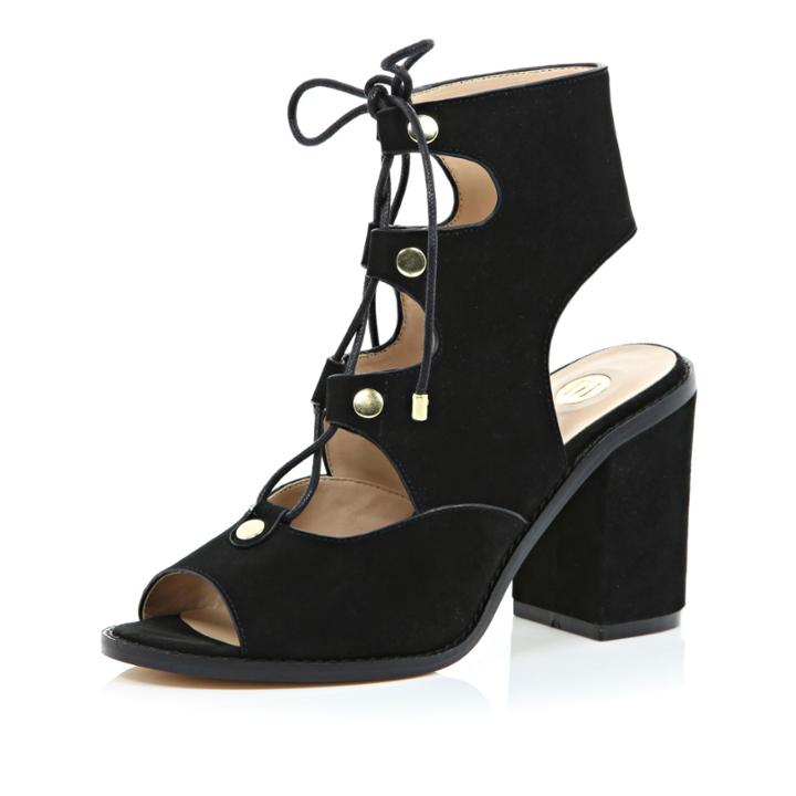 River Island Womens Suede Ghillie Lace Up Heeled Sandals