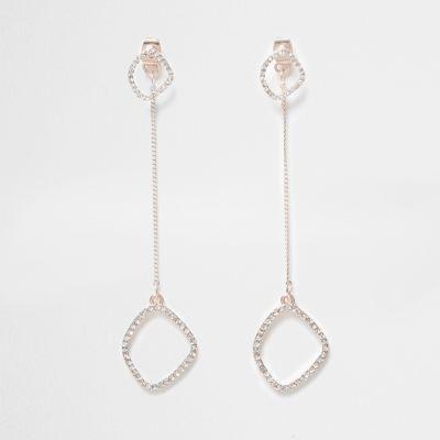 River Island Womens Rose Gold Tone Front And Back Drop Earrings