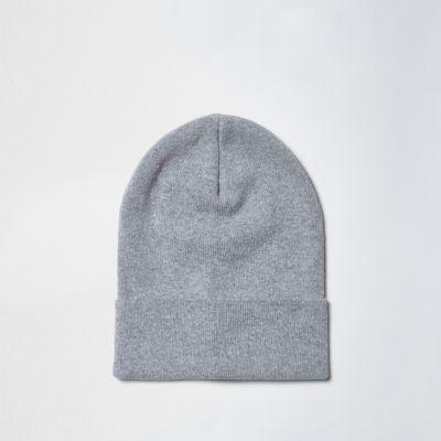 River Island Mensgrey Fine Knit Slouchy Beanie