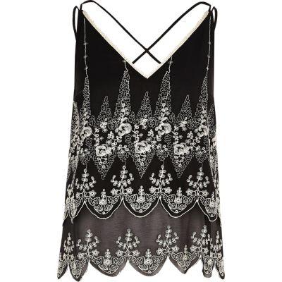 River Island Womens Embroidered Floral Cami Top