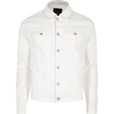 River Island Mens White Muscle Fit Denim Jacket