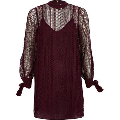 River Island Womens Lace High Neck Swing Dress