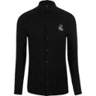 River Island Mens R96 Pique Muscle Fit Long Sleeve Shirt