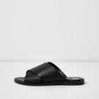 River Island Womens Leather Cross Strap Studded Mules