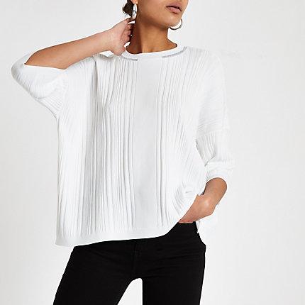 River Island Womens White Crew Neck Oversized T-shirt