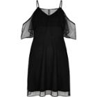 River Island Womens Dotted Mesh Cold Shoulder Dress
