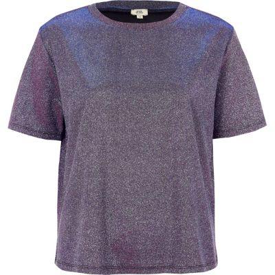 River Island Womens Metallic Glitter T-shirt