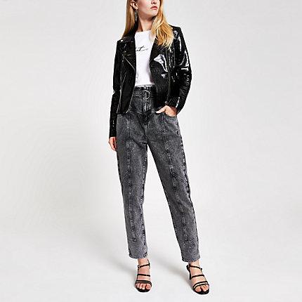 River Island Womens Croc Faux Leather Biker Jacket