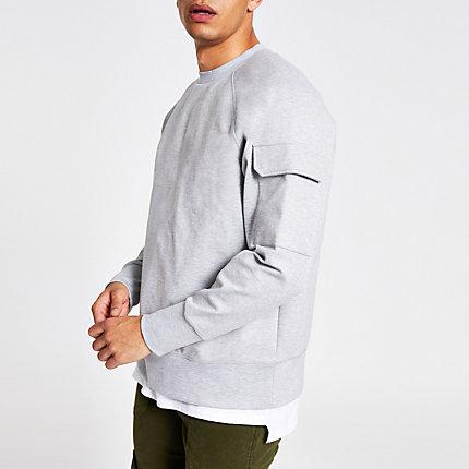 River Island Mens Utility Sleeve Oversized Sweatshirt