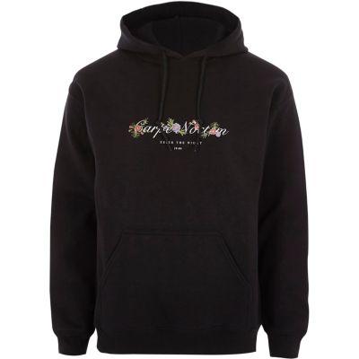River Island Mens 'carpe Noctem' Floral Print Hoodie