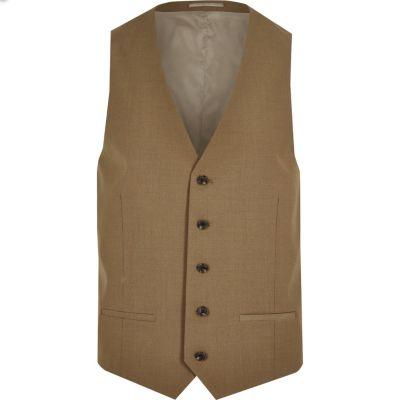 River Island Mensbrown Suit Waistcoat