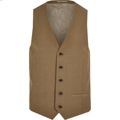 River Island Mensbrown Suit Waistcoat