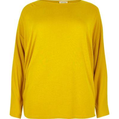 River Island Womens Plus Yellow Batwing Top