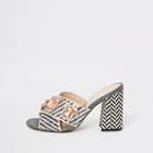 River Island Womens Print Jewel Embellished Heel Mules