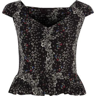 River Island Womens Floral Sleeveless Peplum Top