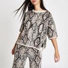 River Island Womens Snake Print Crew Neck Top