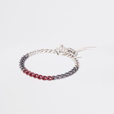 River Island Mens Silver Tone Shark Tooth Chain Bracelet