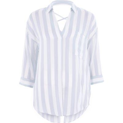 River Island Womens Stripe Cross Back Loose Fit Shirt