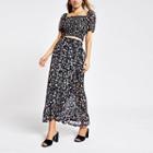 River Island Womens Floral Print Mesh Frill Maxi Skirt