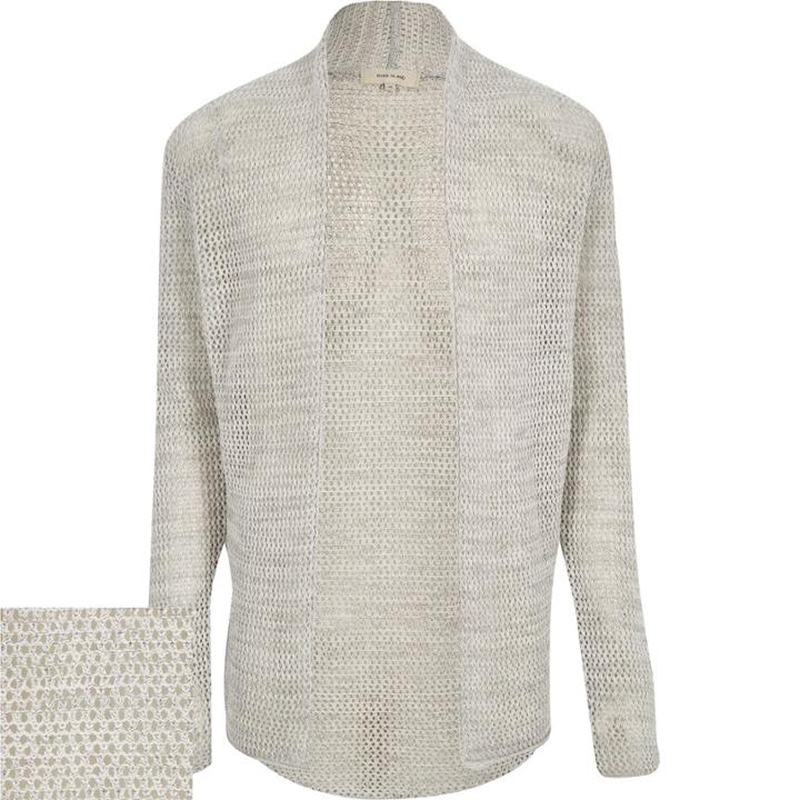 River Island Menslight Mesh Open Cardigan