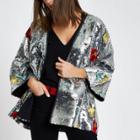 River Island Womens Silver Floral Sequin Embellished Kimono