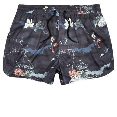 River Island Mens Oriental Print Runner Swim Trunks
