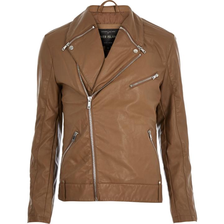 River Island Menslight Leather-look Biker Jacket