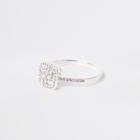 River Island Womens Gold Tone Square Rhinestone Pave Ring