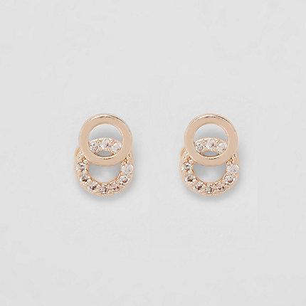 River Island Womens Rose Gold Plated Circle Stud Earrings
