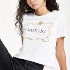 River Island Womens White 'la Monada' Print Cropped T-shirt