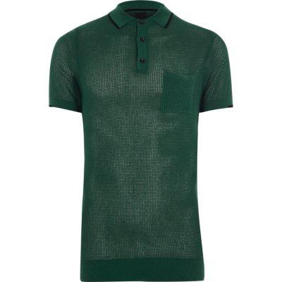 River Island Mens Mesh Muscle Fit Polo Shirt