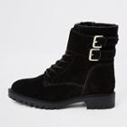 River Island Womens Suede Lace-up Ankle Cuff Chunky Boots