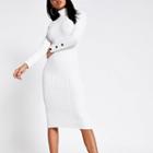 River Island Womens Roll Neck Cable Knitted Bodycon Dress