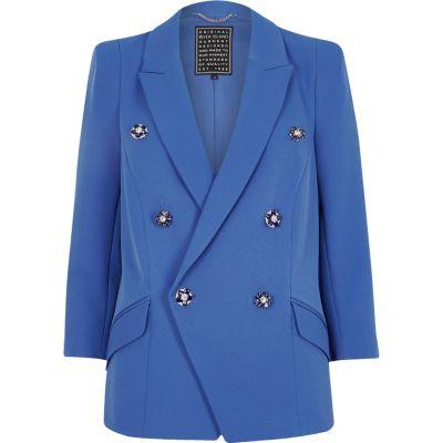 River Island Womens Bright Faux Pearl Double Breasted Blazer