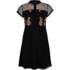 River Island Womens Embroidered High Neck Mesh Dress