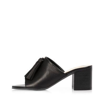 River Island Womens Leather Tassel Mules
