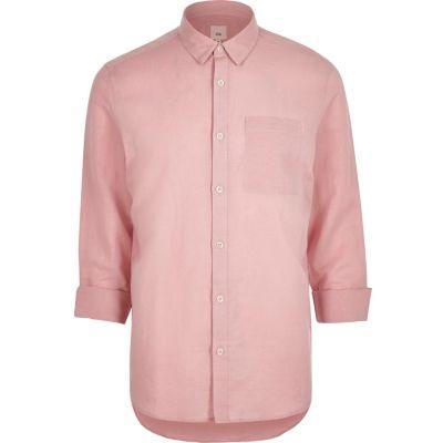 River Island Mens Linen-rich Long Sleeve Shirt