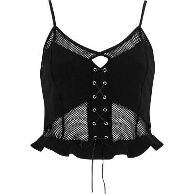 River Island Womens Mesh Corset Cami Crop Top