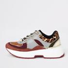 River Island Womens Leopard Print Lace-up Runner Trainers