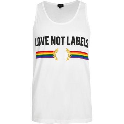 River Island Mens White 'love Not Labels' Pride Slim Fit Vest