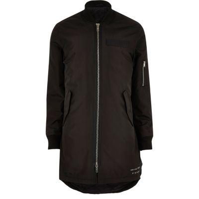 River Island Mens Longline Bomber Jacket